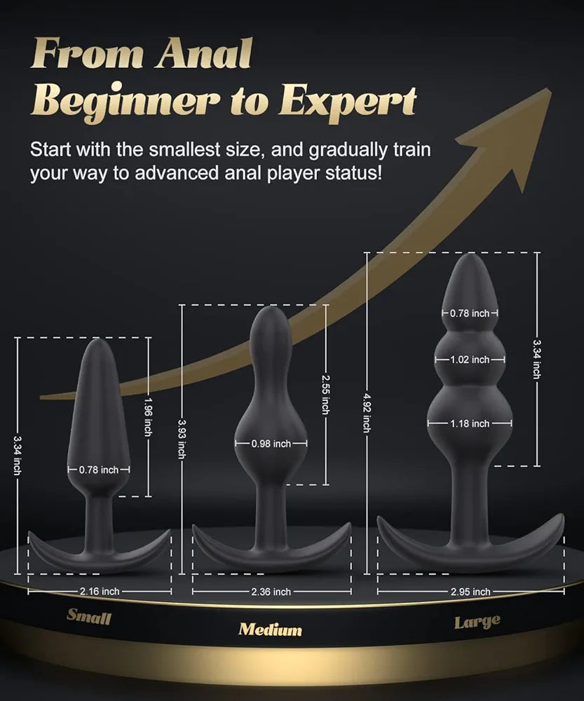 Beginner-Friendly 3-Piece Silicone Anal Training Plug Set