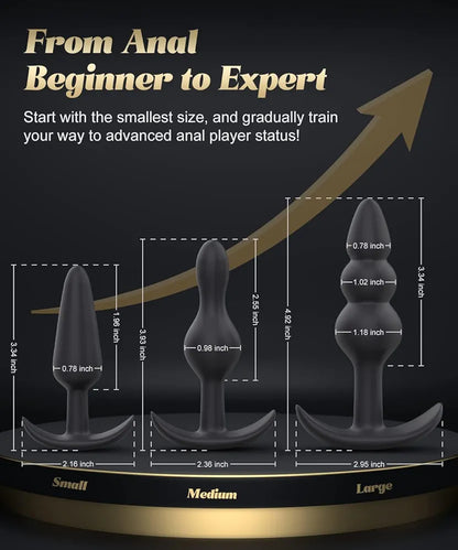 Beginner-Friendly 3-Piece Silicone Anal Training Plug Set