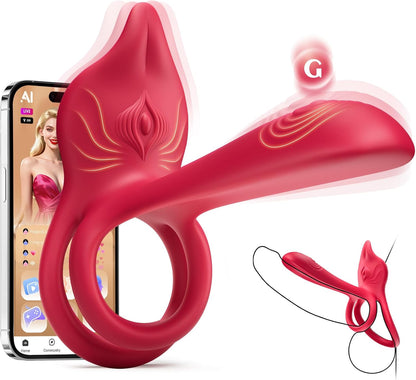 MOOLIGIRL Dual Penis Ring Vibrator with Fox Clitoral Stimulator and G-Spot Massager