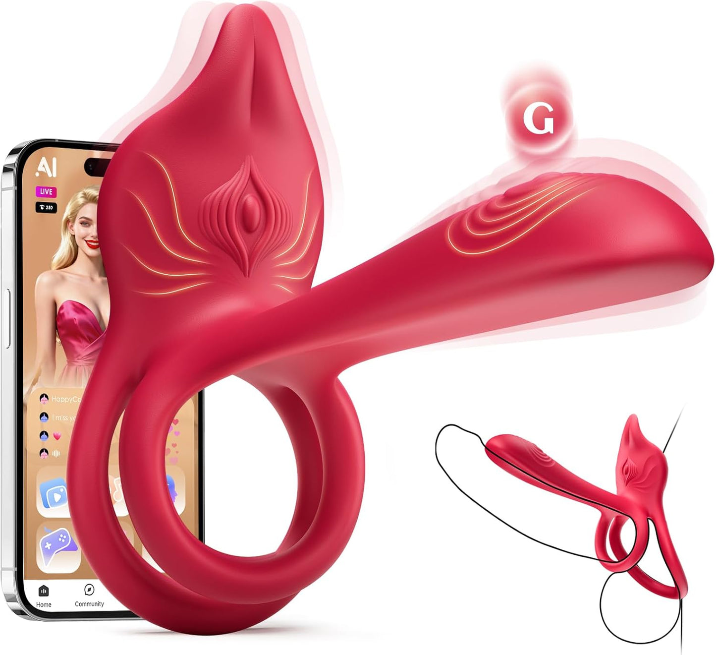 Dual-Stimulation Silicone Vibrating Penis Ring with 7 Vibration Modes for Couples