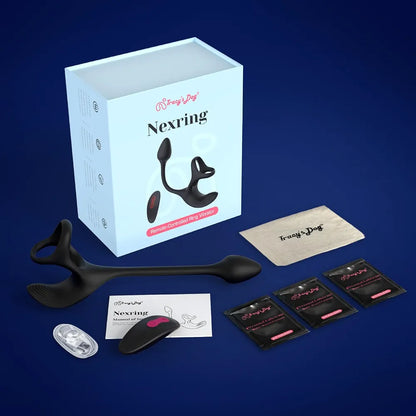 9-Speed Remote Controlled Prostate Massager and Vibrating Penis Ring for Men