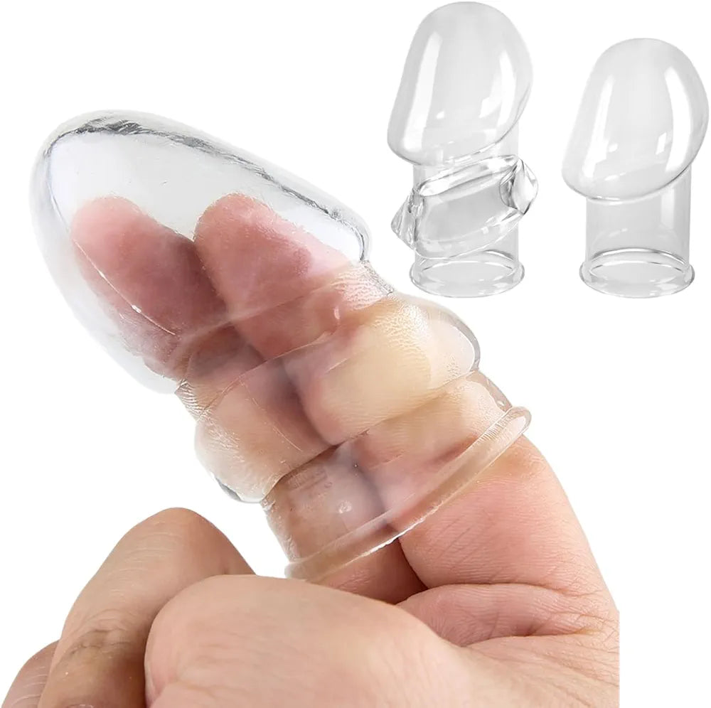 2-Piece Reusable Silicone Penis Extender and Girth Enhancer Sleeve for Men