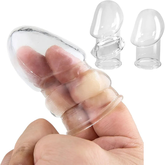 2-Piece Reusable Silicone Penis Extender and Girth Enhancer Sleeve for Men