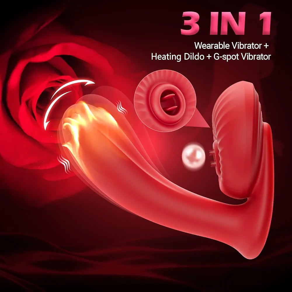 3-in-1 App-Controlled Wearable Vibrator with Heating, Tongue Licking, and Remote Control for Women and Couples