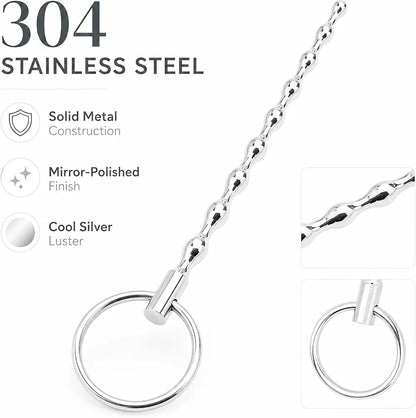 5.12 Inch Stainless Steel Screw-Threaded Urethral Sound Dilator and Penis Plug