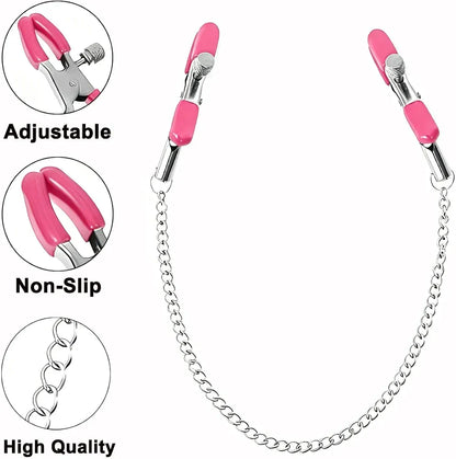 3-Piece Adjustable Nipple and Clitoris Clamp Set for Couples - BDSM Bondage Adult Toys