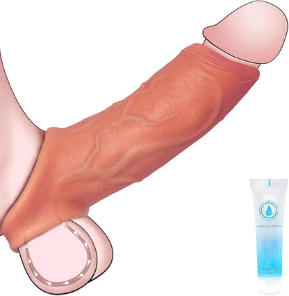 Reusable Silicone Penis Extender and Delay Sleeve for Enhanced Performance