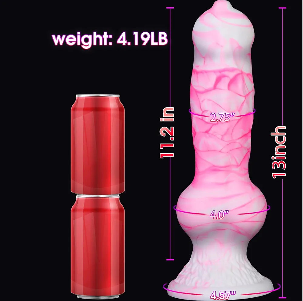 13-Inch Extra Large Silicone Fantasy Wolf Knot Dildo with Suction Cup Base for Anal Training