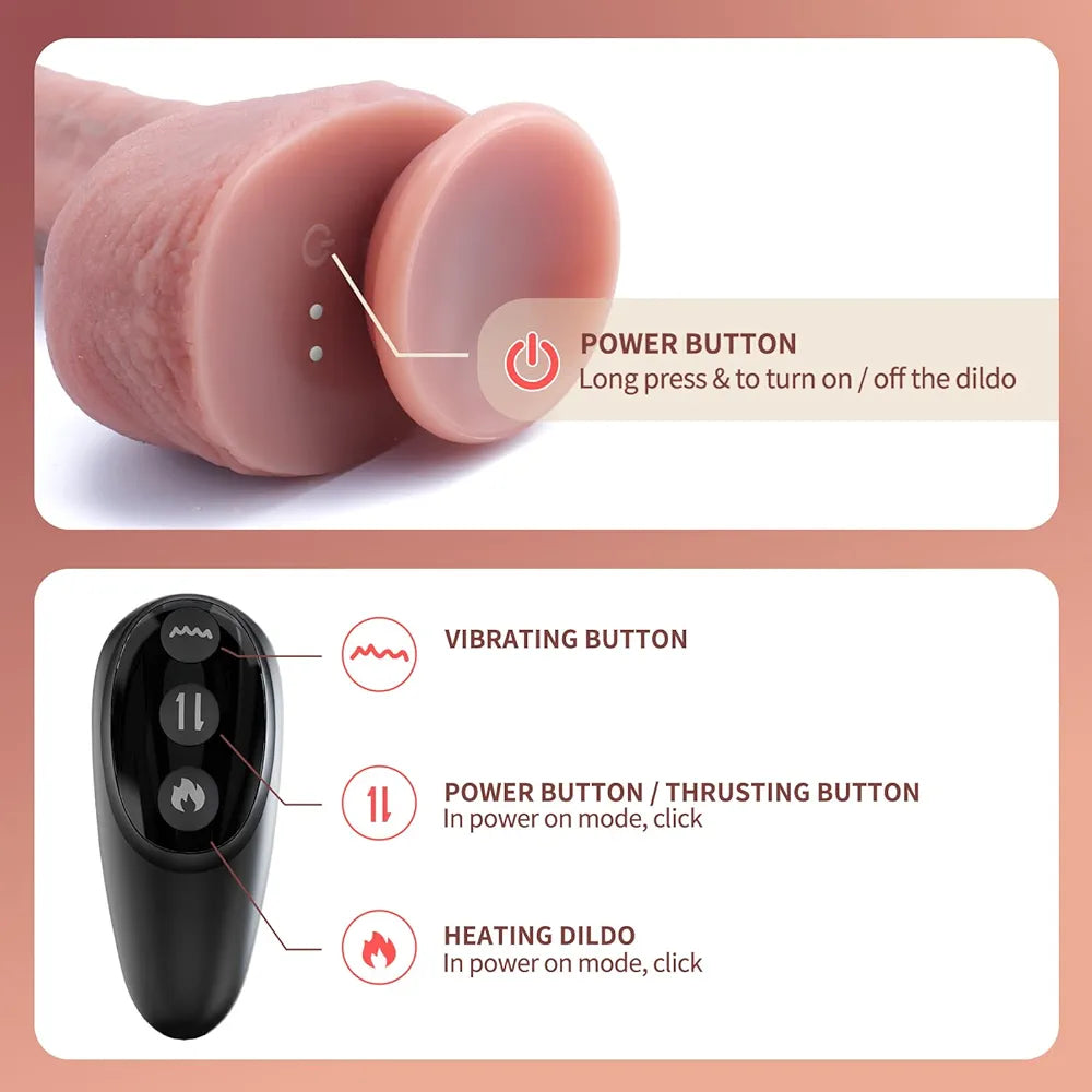 Realistic 7-Speed Thrusting & Vibrating Silicone Suction Cup Dildo for G-Spot and Anal Stimulation