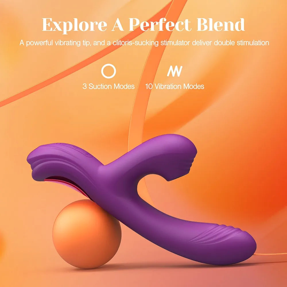 Tracy's Dog Flexible Rabbit Vibrator for Women - 10 Vibration Modes, 3 Suction Levels, G-Spot & Clitoral Stimulator for Solo & Couples Play