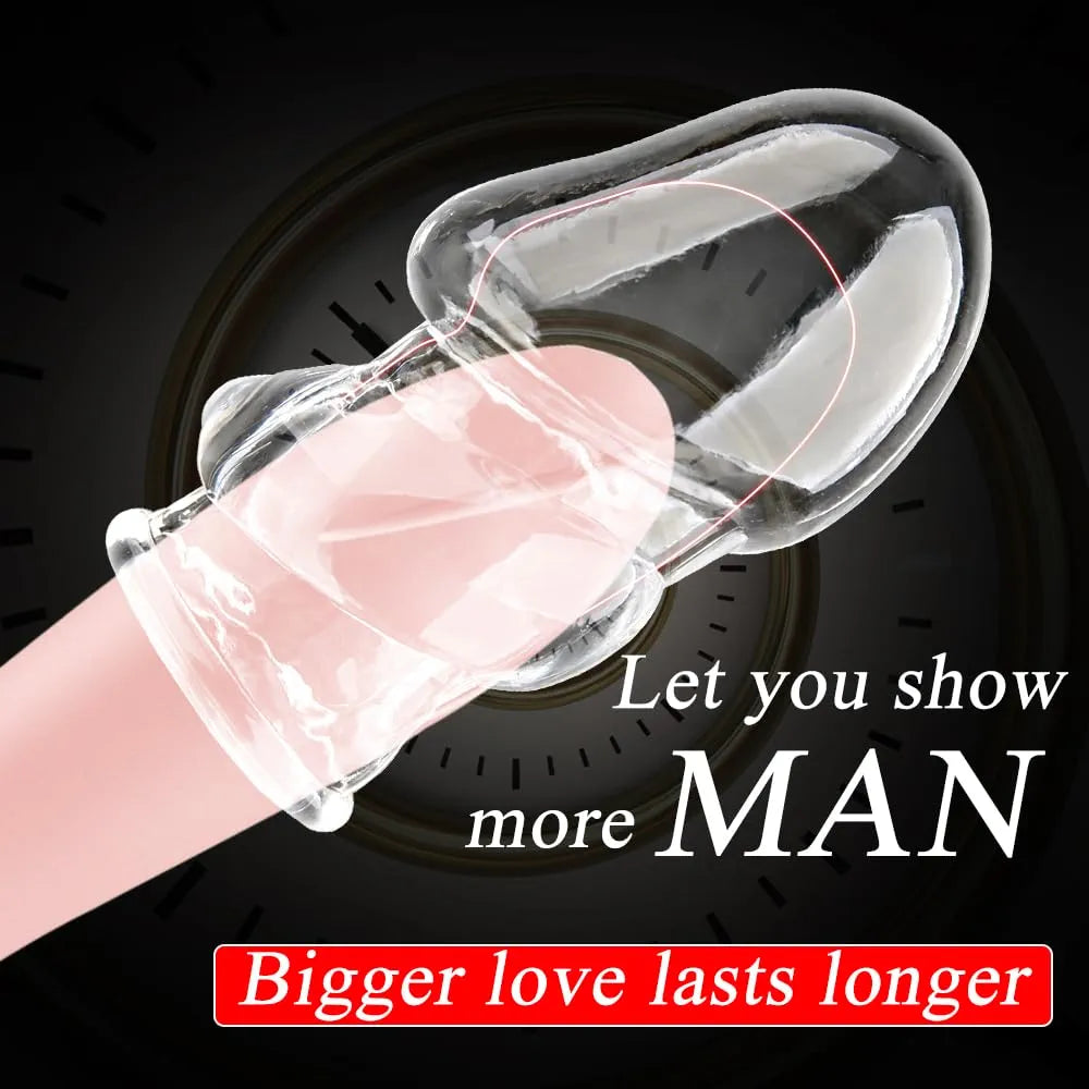 2-Piece Reusable Silicone Penis Extender and Girth Enhancer Sleeve for Men