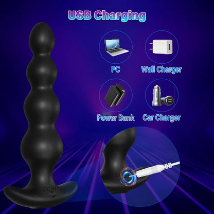 Premium App-Controlled Vibrating Silicone Anal Beads and Prostate Massager with 9 Modes