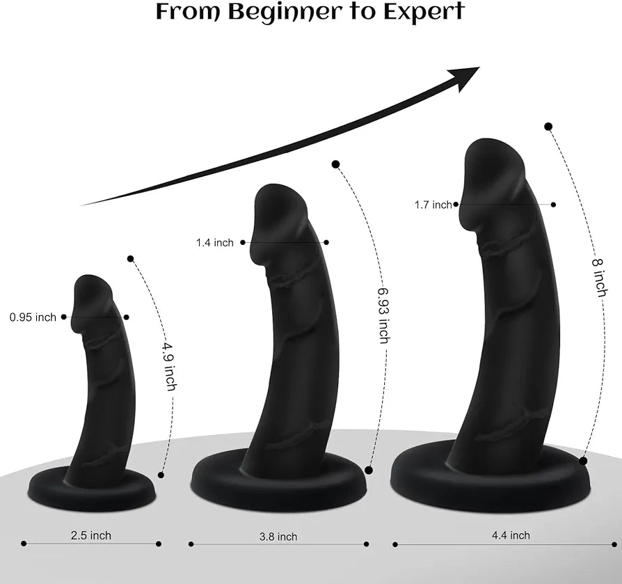 3-Piece Silicone Anal Training Plug Set with Suction Base for Beginners and Advanced Users