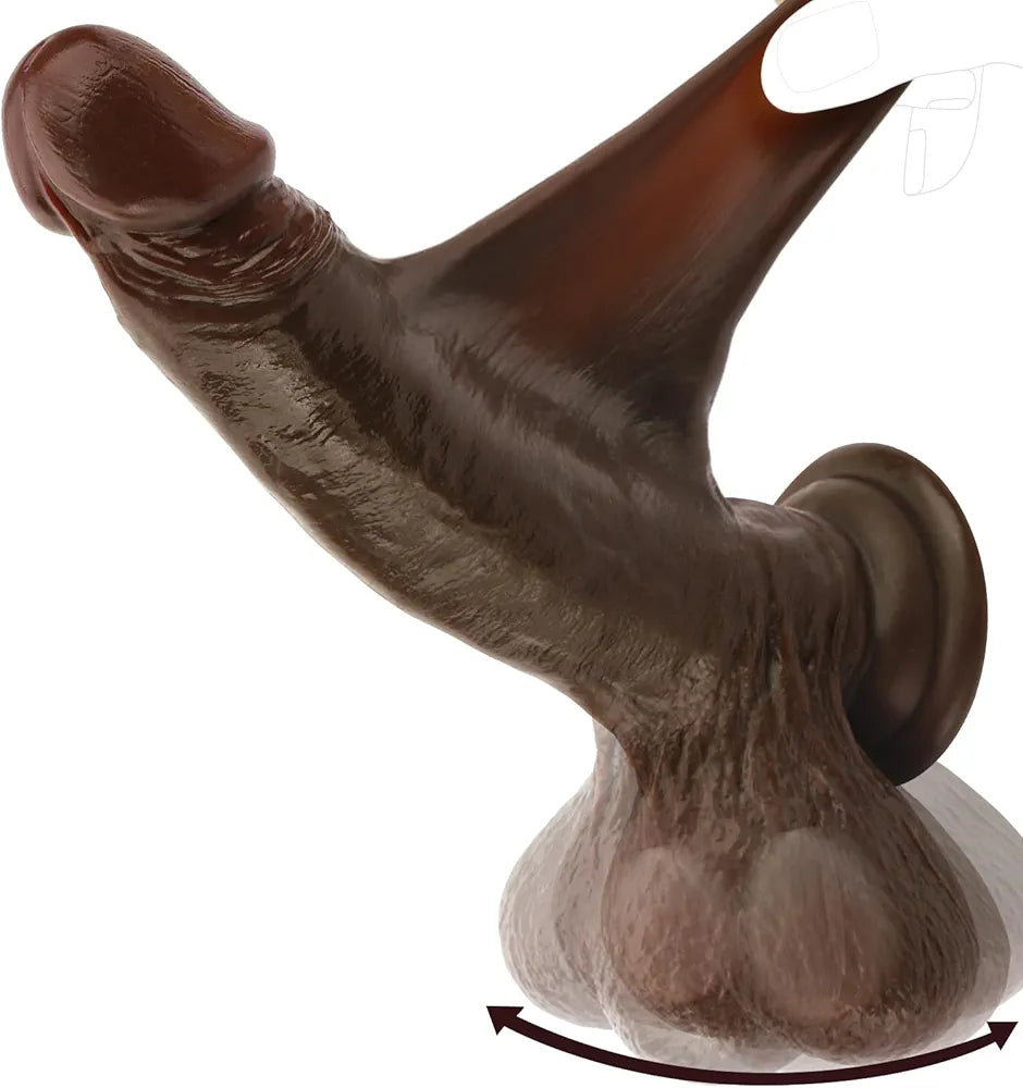 9.05" Realistic Liquid Silicone Dildo with Suction Cup and Swinging Balls