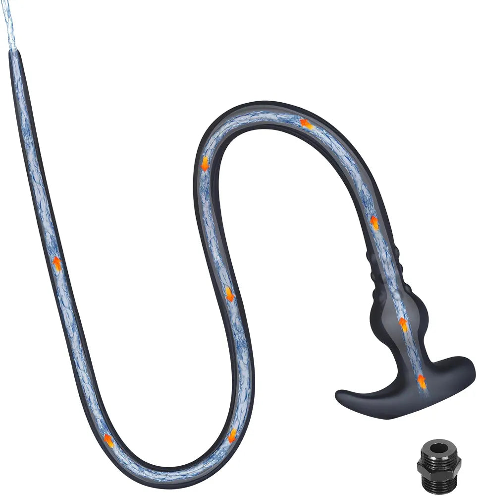 Realistic Flexible Silicone Anal Plug and Enema Douche Kit for Prostate and G-Spot Stimulation