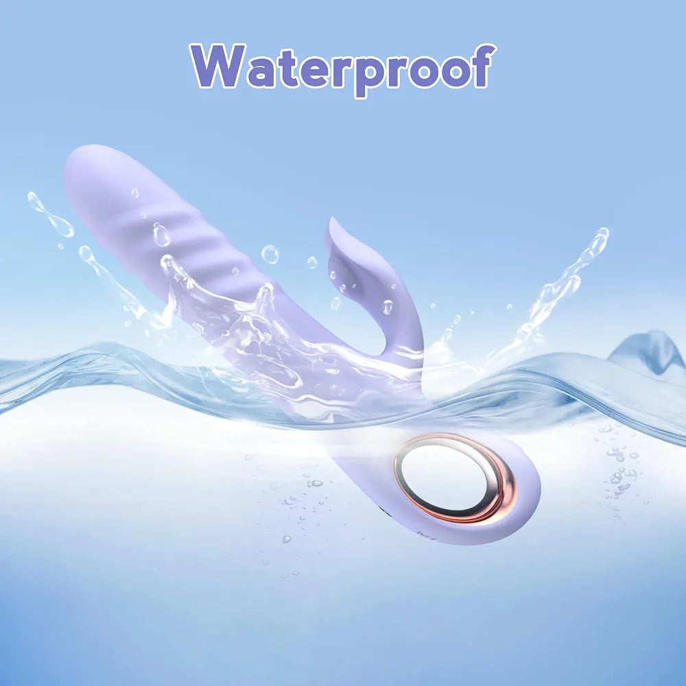 Dual-Action Rabbit Thrusting Vibrator with 10 Vibration and 10 Thrust Modes for G-Spot and Clitoral Stimulation