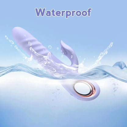 Dual-Action Rabbit Thrusting Vibrator with 10 Vibration and 10 Thrust Modes for G-Spot and Clitoral Stimulation