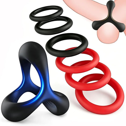 7-Piece Silicone Penis Ring and Sleeve Set for Enhanced Performance and Couples Intimacy