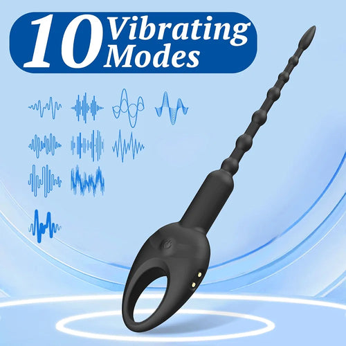 10-Mode Silicone Urethral Vibrating Plug and Sounding Rod for Men