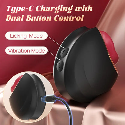 3-in-1 Rose Clitoral and Nipple Stimulator with 20 Vibration and Licking Modes