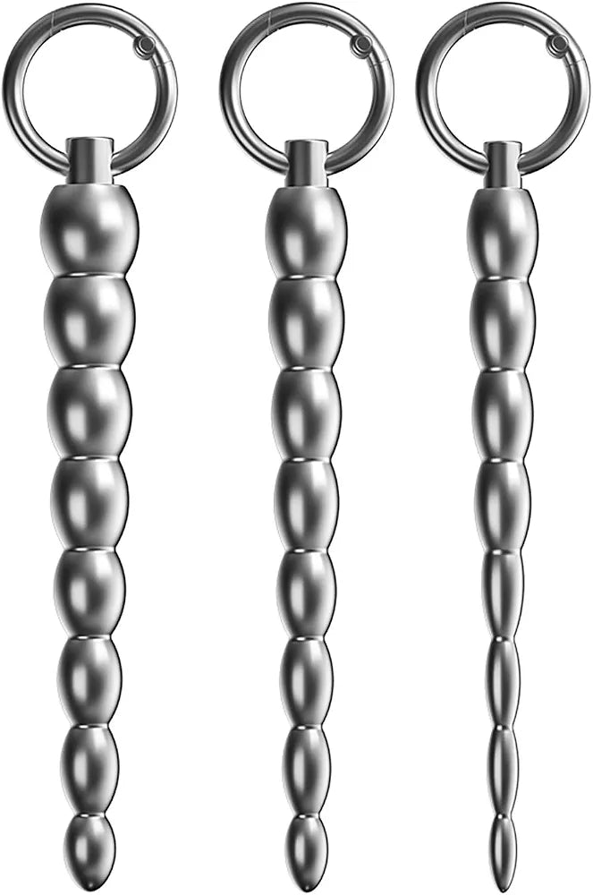 Premium Stainless Steel Urethral Sound Dilator with Removable Grommets - Smooth Penis Plug for Urethral Play