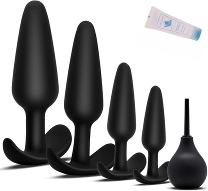 5-Piece Graduated Silicone Anal Training Plug Set for Beginners and Advanced Users