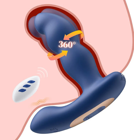 Premium 5.3-Inch Rotating Silicone Anal Plug with 7-Mode Remote Control Vibration