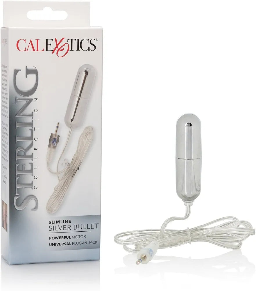 CalExotics Sterling Collection Slimline Silver Bullet Vibrator - Discreet Personal Massager for Women