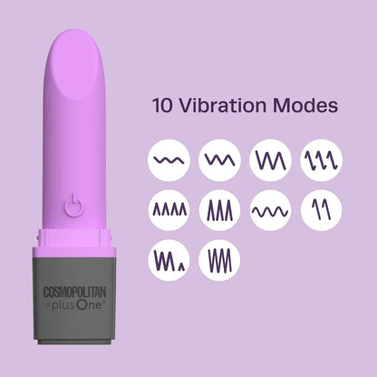 Cosmopolitan x plusOne Discreet Lipstick-Style Mini Bullet Vibrator with 10 Vibration Modes