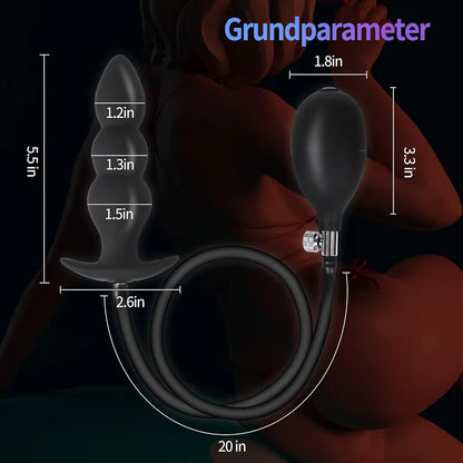 Inflatable Silicone Anal Plug with Pump and Quick-Release Valve