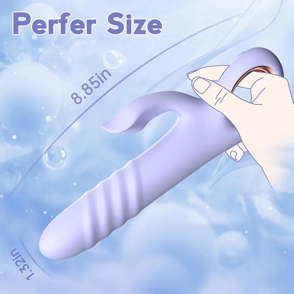 Dual-Action Rabbit Thrusting Vibrator with 10 Vibration and 10 Thrust Modes for G-Spot and Clitoral Stimulation