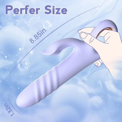 Dual-Action Rabbit Thrusting Vibrator with 10 Vibration and 10 Thrust Modes for G-Spot and Clitoral Stimulation