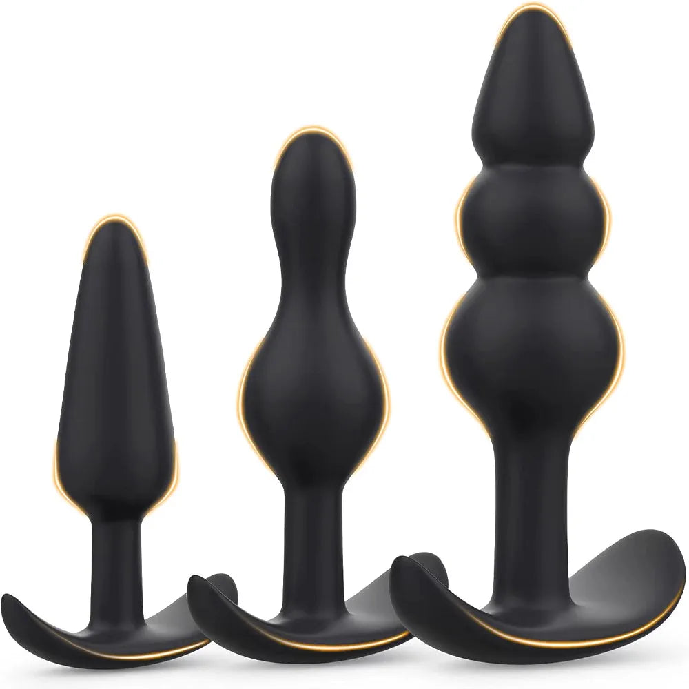 Beginner-Friendly 3-Piece Silicone Anal Training Plug Set