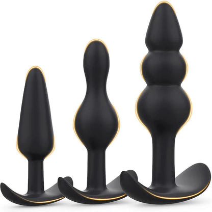Beginner-Friendly 3-Piece Silicone Anal Training Plug Set