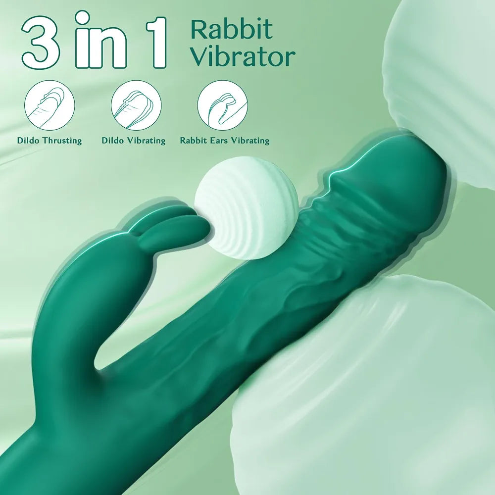 Dual-Action Rabbit Vibrator with 5 Thrusting and 10 Vibration Settings for Targeted G-Spot Stimulation