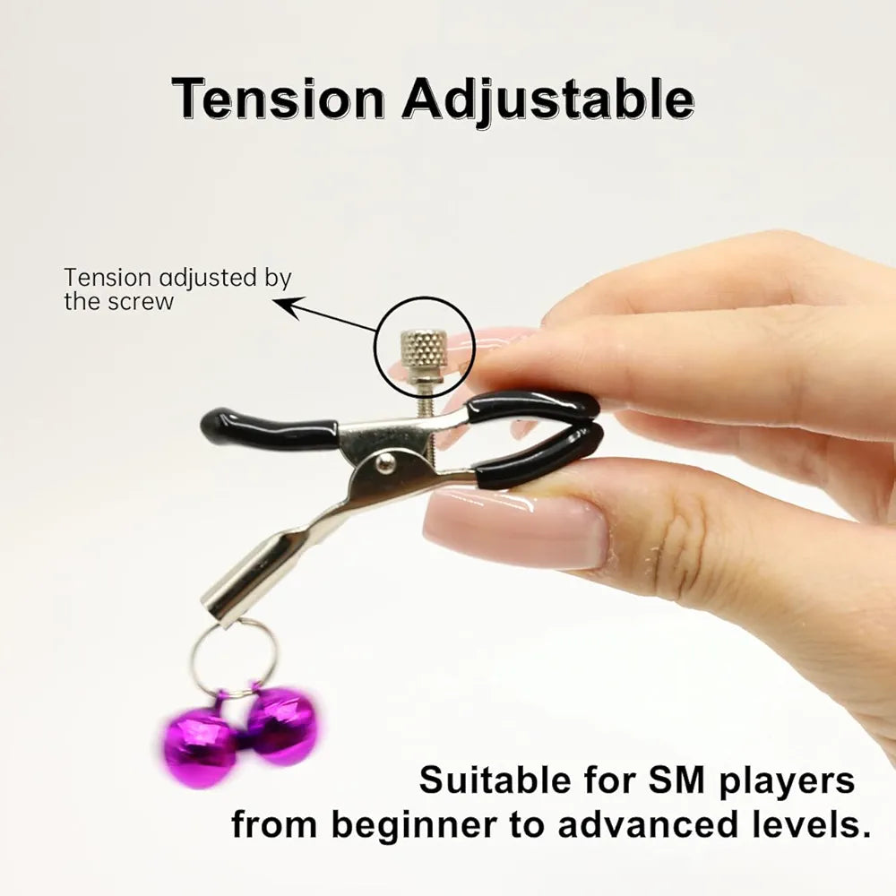 Adjustable Metal Nipple Clamps for Sensory Stimulation and Bondage Play