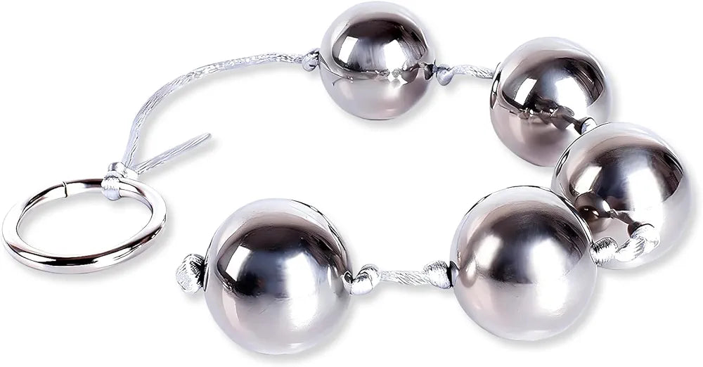 Premium Stainless Steel Anal Bead Plug - 5-Ball BDSM Training Toy for Beginners