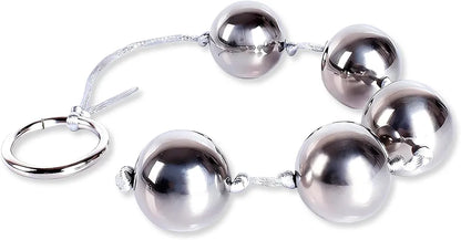 Premium Stainless Steel Anal Bead Plug - 5-Ball BDSM Training Toy for Beginners