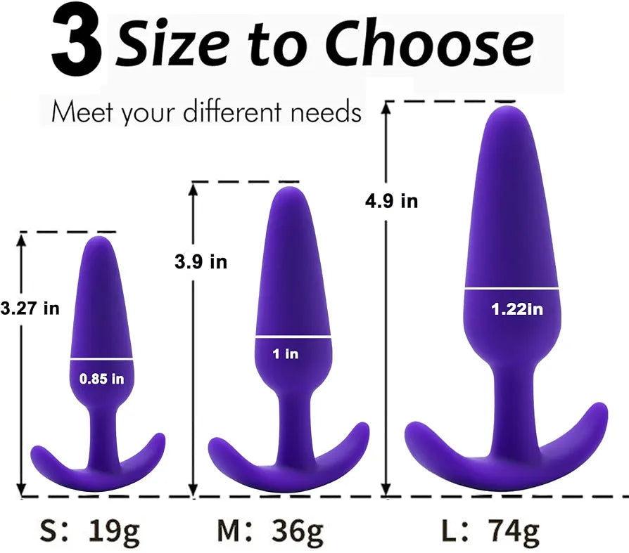 3-Piece Silicone Anal Training Kit with Flared Base for Beginners and Advanced Users
