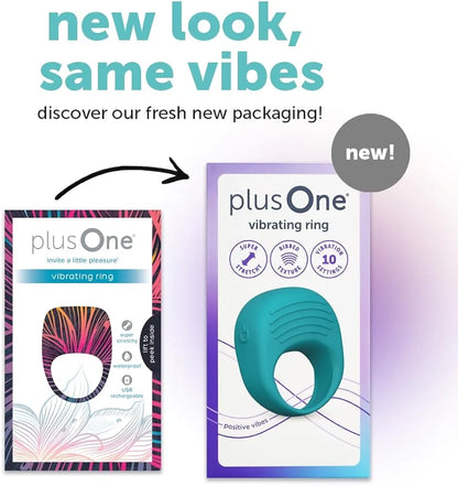 plusOne Rechargeable Silicone Vibrating Ring - 10 Vibration Modes, Waterproof Couples Massager