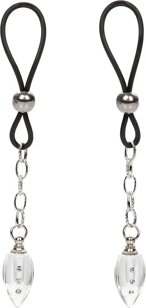 CalExotics Crystal Teardrop Non-Piercing Nipple Clamps - Clear