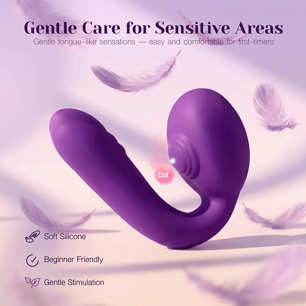 Dual-Action Silicone Vibrator with Rotating Licking and Pulsing Stimulation for Women