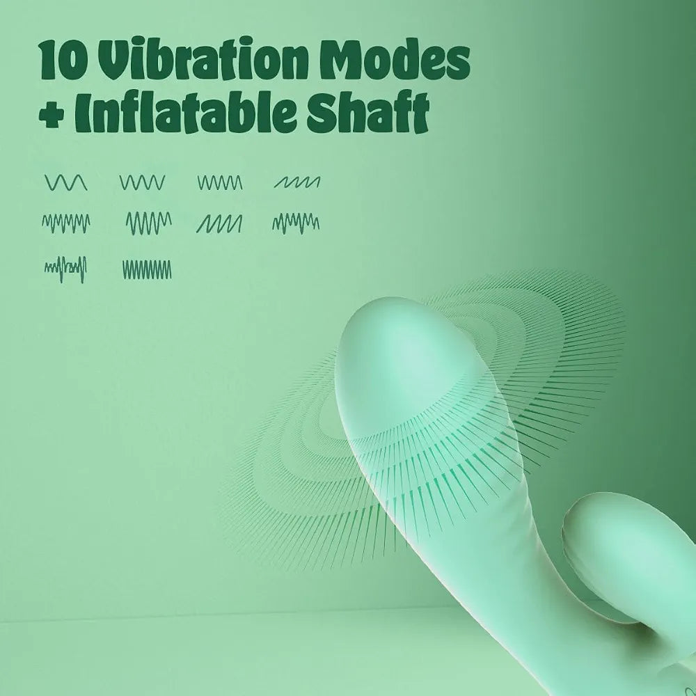 Dual-Action Inflatable Rabbit Vibrator with 10 Vibration Modes and Waterproof Design