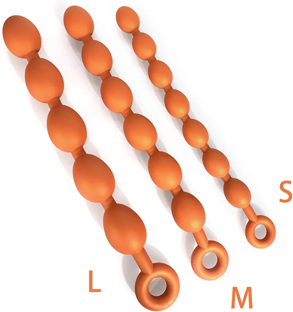 Premium Extra-Long Silicone Anal Beads with Pull Ring for Prostate Stimulation and Couples Play