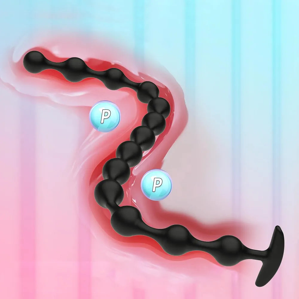 Extra Long 22-Inch Flexible Silicone Anal Bead Trainer for Prostate and Intimate Massage