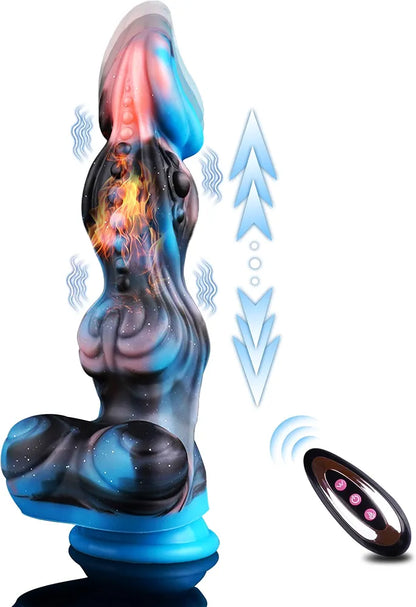 9.72" Fantasy Dragon Monster Dildo with Suction Cup, Heating, and Vibration - Silicone Anal Toy