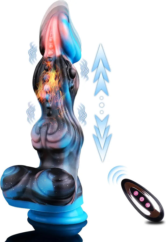 9.72" Fantasy Dragon Monster Dildo with Suction Cup, Heating, and Vibration - Silicone Anal Toy