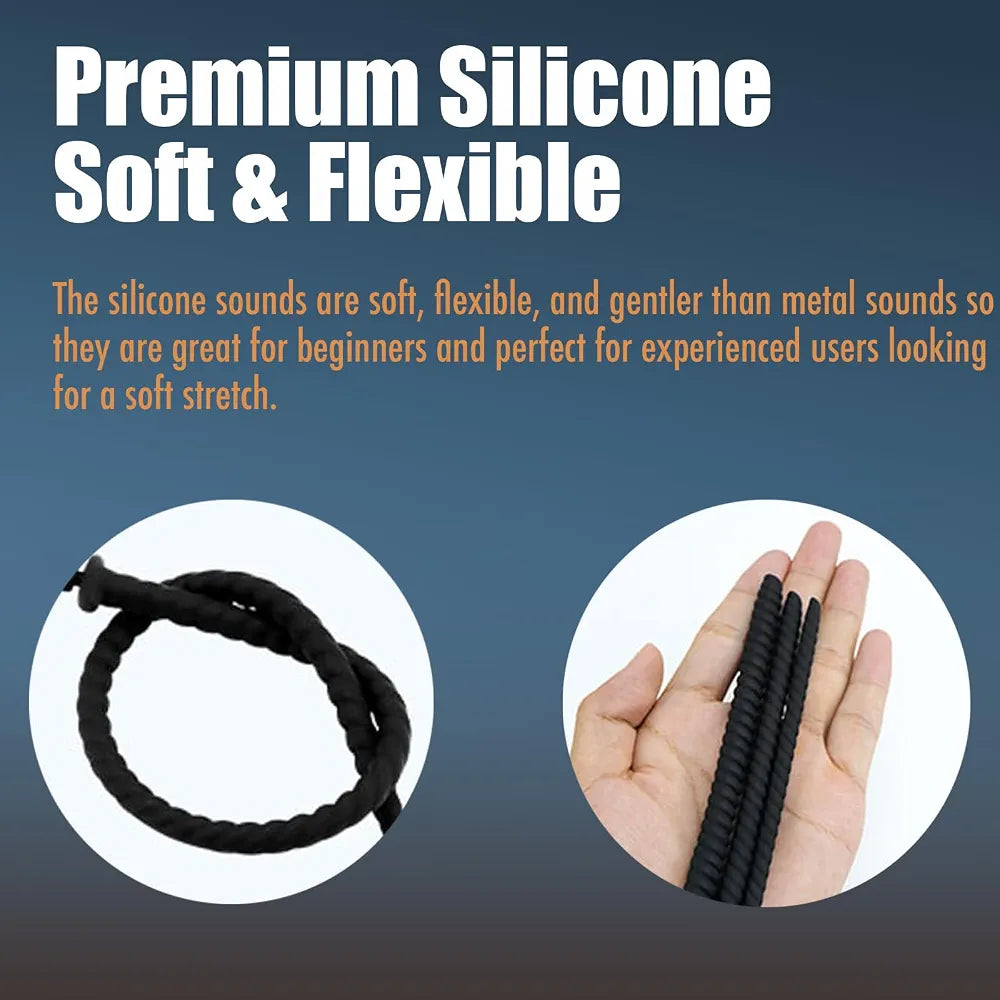 3-Piece Silicone Hollow Urethral Sounding and Dilation Set for Men
