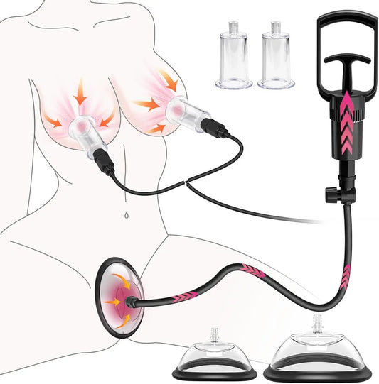 4-Cup Vacuum Suction Pump Set for Nipple and Clitoral Stimulation