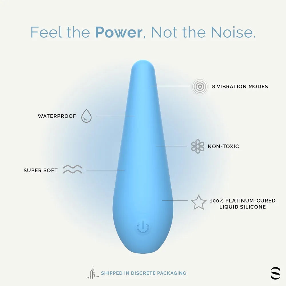 SEDUCTIFY Mini Teardrop Bullet Vibrator - 8-Mode Waterproof Clitoral Stimulator, Platinum Silicone